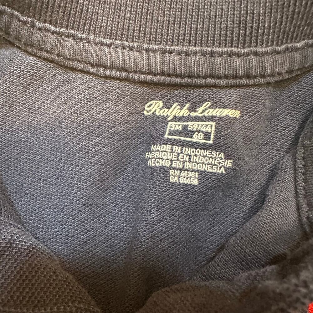 Ralph Lauren Baby Boys Big Pony Cotton Mesh Polo coveralls sz 3m Navy Blue - Picture 5 of 8